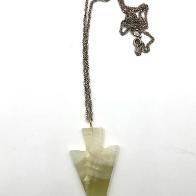 Yellow Calcite Arrowhead Pendant on a Sterling Silver Chain