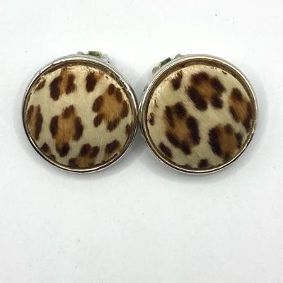 Vintage Faux Fur Leopard Print Clip-On Earrings