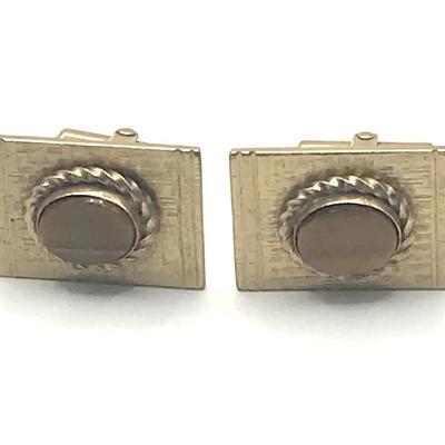 Mid Century Cuff Links Gold Tone 