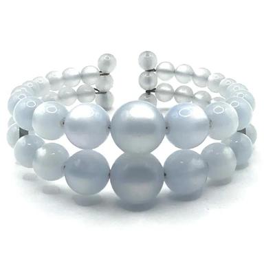 Vintage Blue Moonglow Acrylic Cuff Bracelet Adjustable 