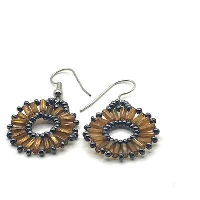 Handmade Beaded Earrings With A Sunflower Design