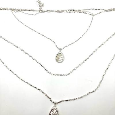 Stella&Dot Aurelia Mother of Pearl Drop 3 Tier Necklace