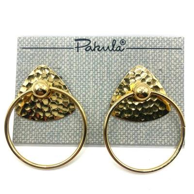 Vintage Pakula Door Knocker Earrings Gold Tone