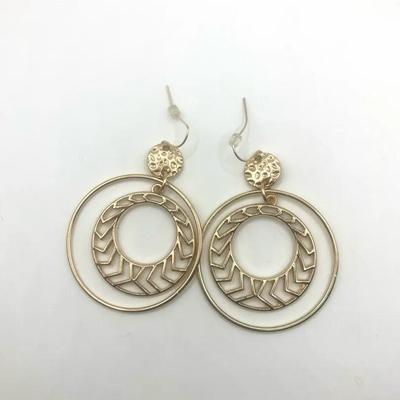 Pair Of Gold-Tone Double Hoop Dangle Earrings Work Weekend