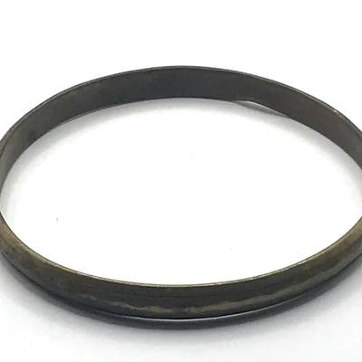 Minimalist Dark Metal Hammered Bracelet 