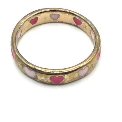 Gold-Tone Enamel Heart Ring Size 6.5