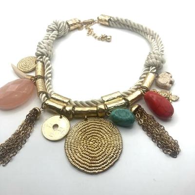 Bohemian Style Charm Bib Necklace Mixed Materials