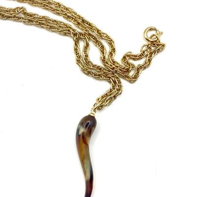 Faux Tortoise Shell Italian Horn Cornicello Pendant