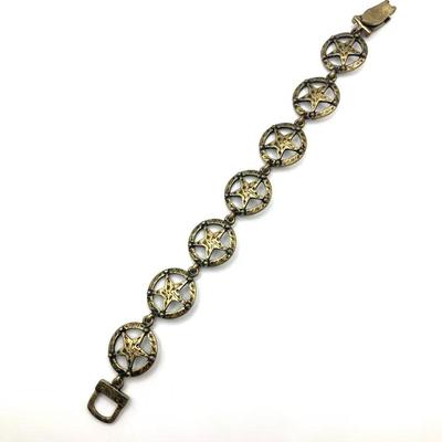 Brass Colored Star Hex Charm Bracelet 