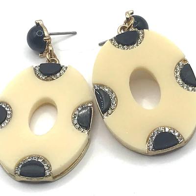 Kiki Black & White Dangle Earrings Modern Abstract