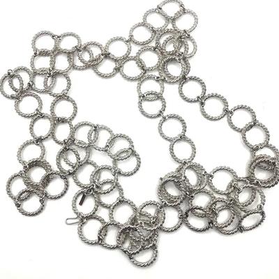 Silvertone Metal Round Hoop Chain Link Belt