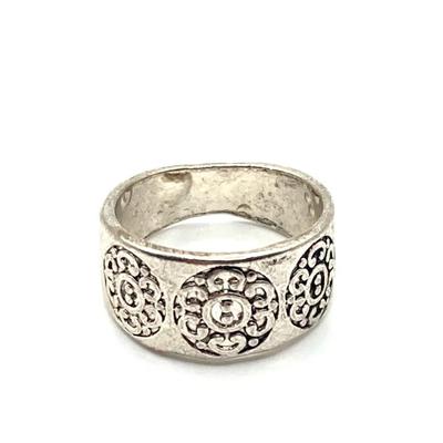 Silver Tone Aztec Or Mayan Calendar Ring Size 6.5