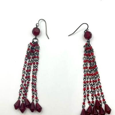 Red Bead Chandelier Earrings