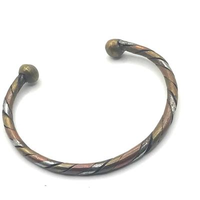 Tri Tone Metal Twist Cuff Bracelet 