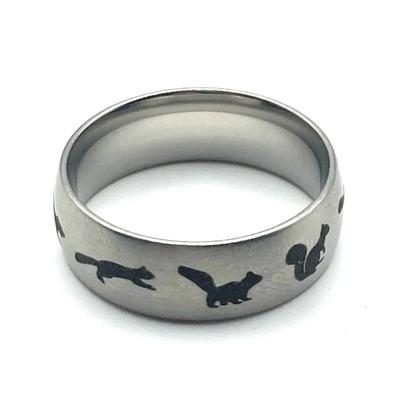 Silvertone Engraved Squirrel Ring Size 11