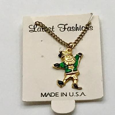 8pc Leprechaun Pendant Necklace New Old Stock Identical