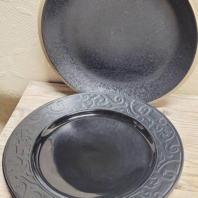 Dark Ceramic Serving Platters Dansk And International Tableworks - 2 Pieces