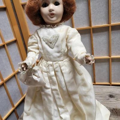 Composition Bride Doll Heart Beading And Handbag Antique 