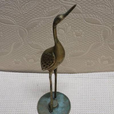 Japanese Style Brass Crane Tarnished Base