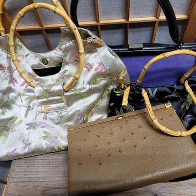 Handbag Lot Leather Brocade And More 5 Pieces