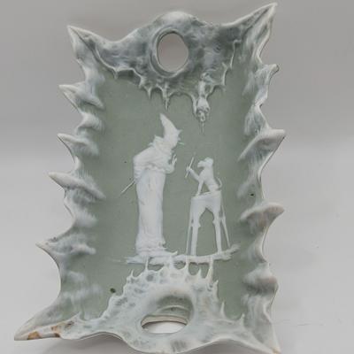 Green Jasperware Trinket Dish With Clown And A Dog