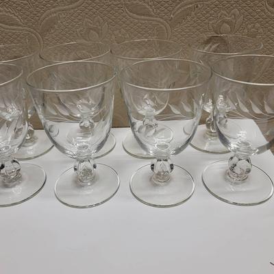 Libbey Etched Melon Stem Clear Glass Goblets - 8 Pieces