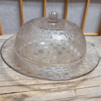 Hazel Atlas Checkers Butter Dish Clear Tlc