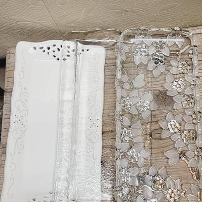 Clear Glass And Ceramic Serving Trays 3 Pieces