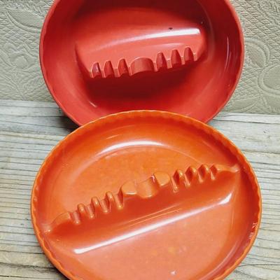 Persimmon Melamine Ash Trays Ges-line And Willert - 2 Pieces