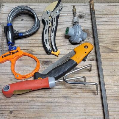Garden And Garage Lot - Fiskars Saw, Bike Lock, Pruning Shears