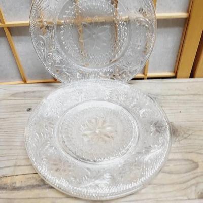 3pc Clear Indiana Glass Tiara Chantilly Lunch Plates