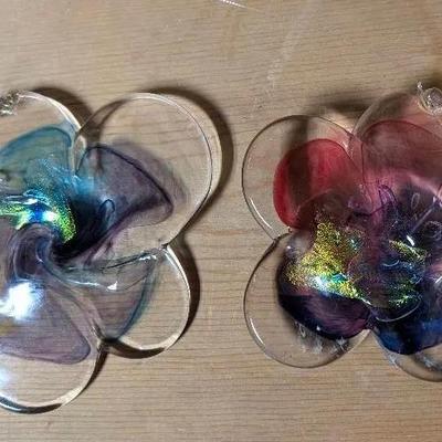 Art Glass Flowers Signed 