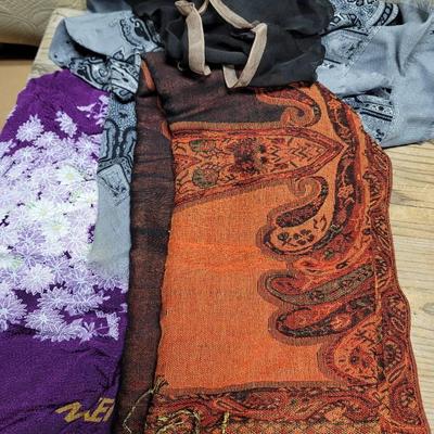 Scarves Orange Purple Black Grey 4 Pieces Vintage 