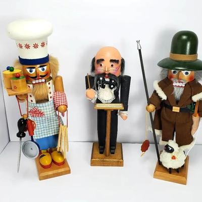 Steinbach & Bruce’s Wood Works Nutcrackers: Chef, Shepherd & Conductor