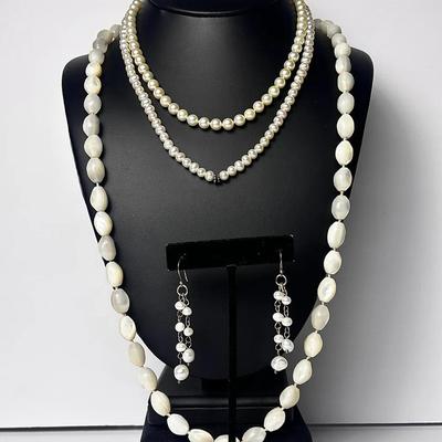 Sterling Silver Pearl & Mother of Pearl Jewelry - Earrings & Necklaces