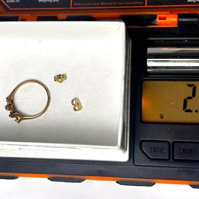 14k Gold Scrap - Empty Setting Ring (size 7), & 2 Earring Backs
