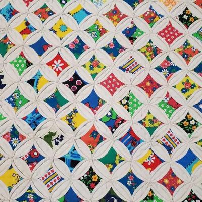 Vintage Cathedral Window Hand Stitched Quillt 