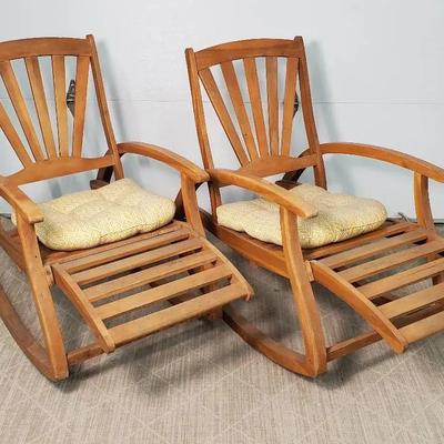 Christopher Knight Home Wood Porch Rocking Chairs With Retractable Foot Rests