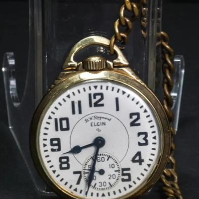 Vintage BW Raymond Elgin 10K Gold Filled 21 Jewels Railroad Pocket Watch