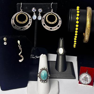 Sterling Silver Earrings, Rings (size 8.5 & 5.5) & More 