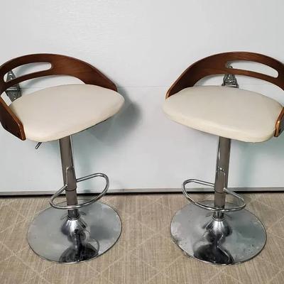 LumiSource Retro Adjustable Bar Stools With Chrome Bases