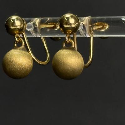 14K Gold Screwback Earrings - .5" Long