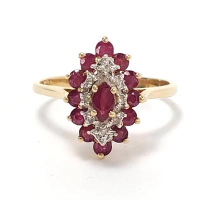 14K Gold Ruby & Diamond Ring - Size 6.25