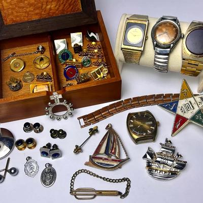 Benrus Watch & More Mens Costume Jewelry & Trinkets
