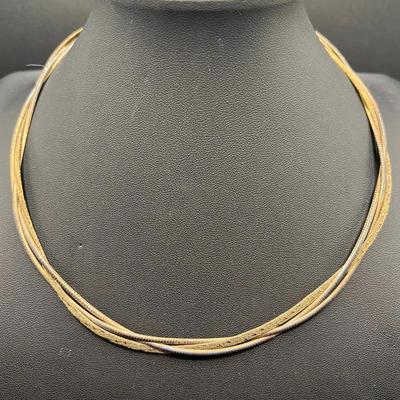 925 Sterling Silver Multi-Strand Necklace in Gold Vermeil 