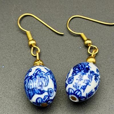 chinoiserie porcelain bead earrings