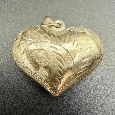 Sterling Silver Hollow Heart Pendant Jewelry Stamped 925