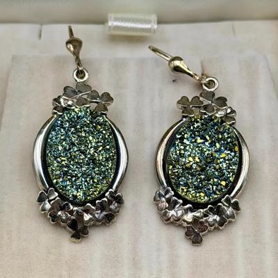 Sterling Silver Druzy Earrings 