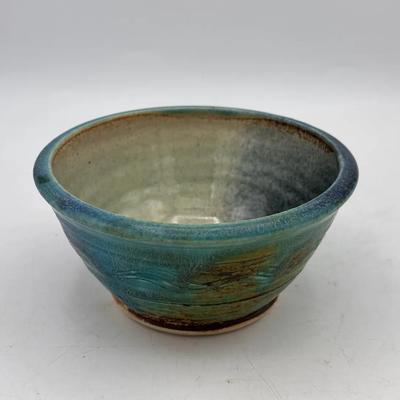 Aqua Toned Ceramic Bowl - Signed GORT