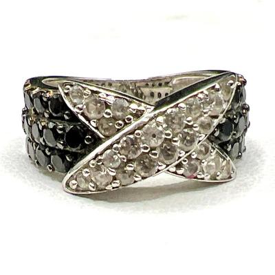 Sterling Silver Jewelry with Black & White Gemstones — Ring Size 5